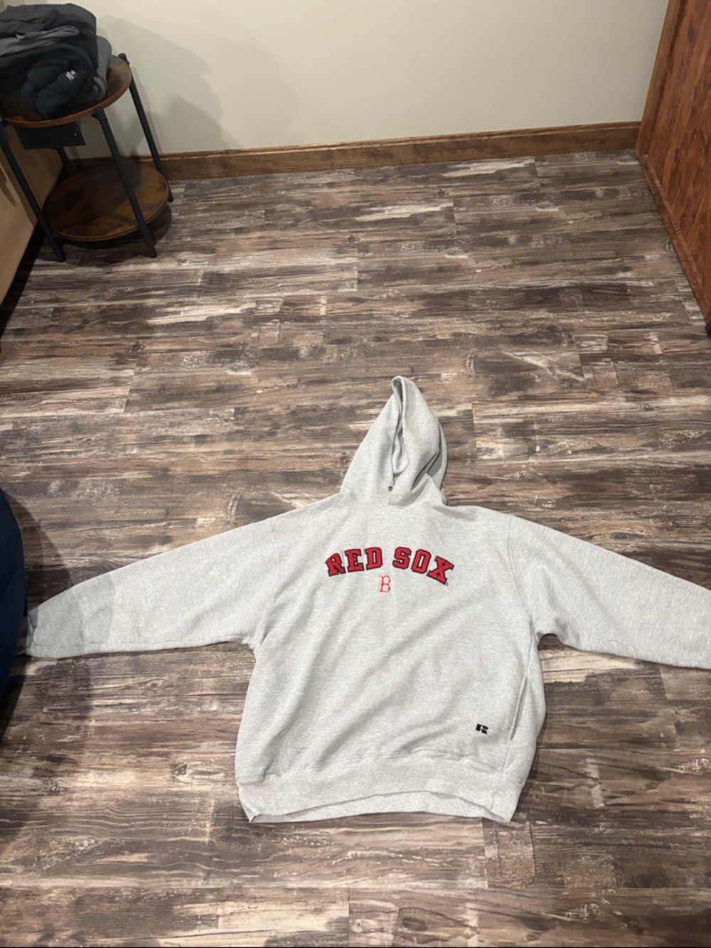 Russell Athletic Light Gray Hoodie with Red RED SOX Chest Logo